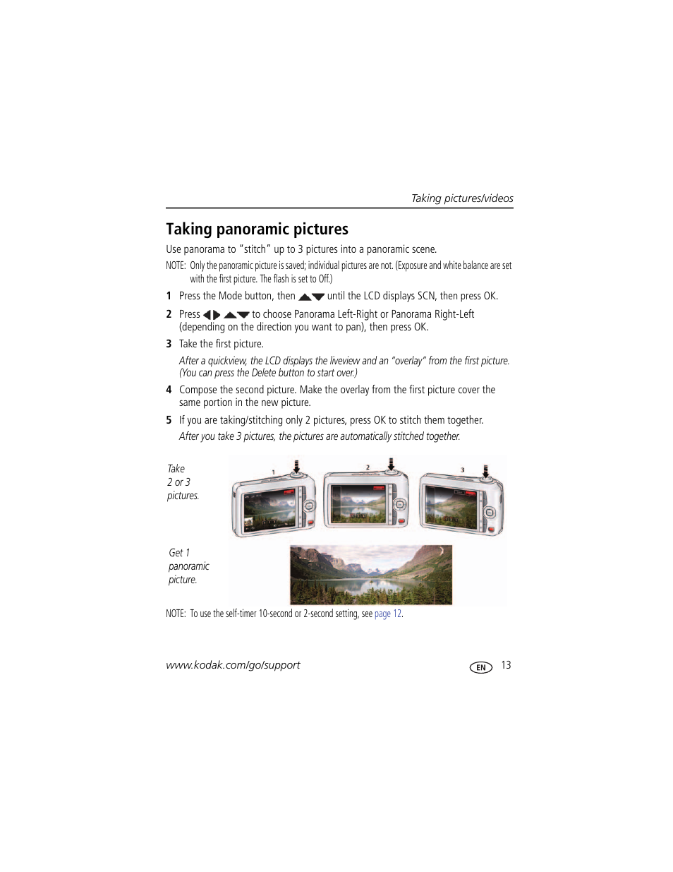 Taking panoramic pictures | Kodak C1450 User Manual | Page 19 / 63