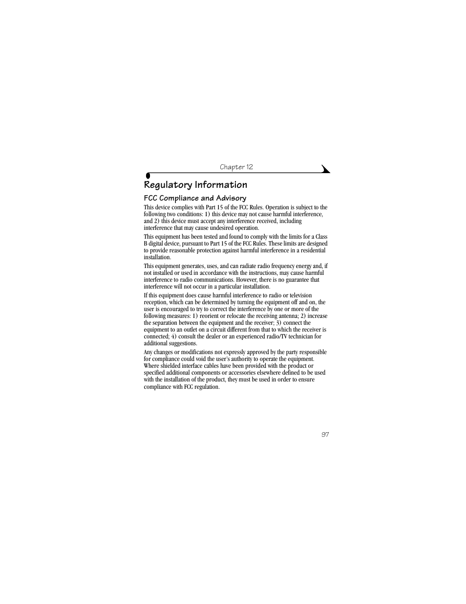 Regulatory information, Fcc compliance and advisory | Kodak DX4330 User Manual | Page 109 / 120