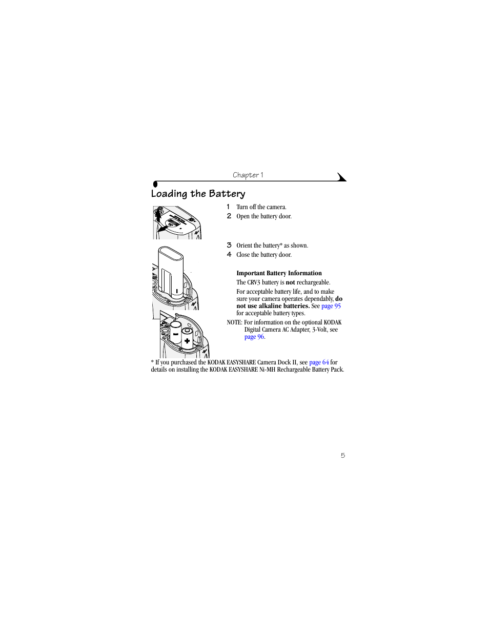 Loading the battery | Kodak DX4330 User Manual | Page 17 / 120