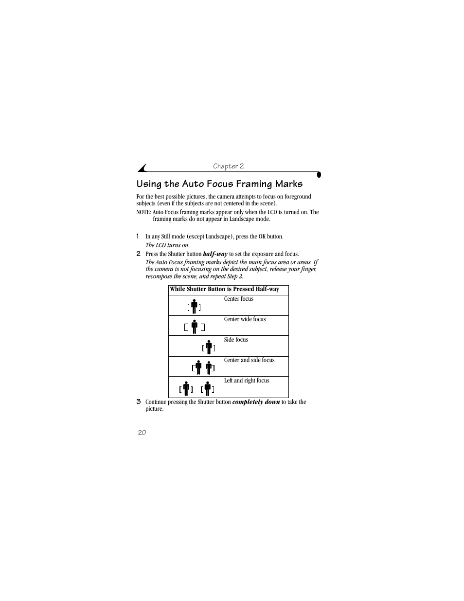 Using the auto focus framing marks | Kodak DX4330 User Manual | Page 32 / 120