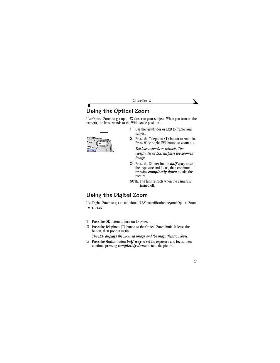 Using the optical zoom, Using the digital zoom, Using the optical zoom using the digital zoom | Kodak DX4330 User Manual | Page 33 / 120