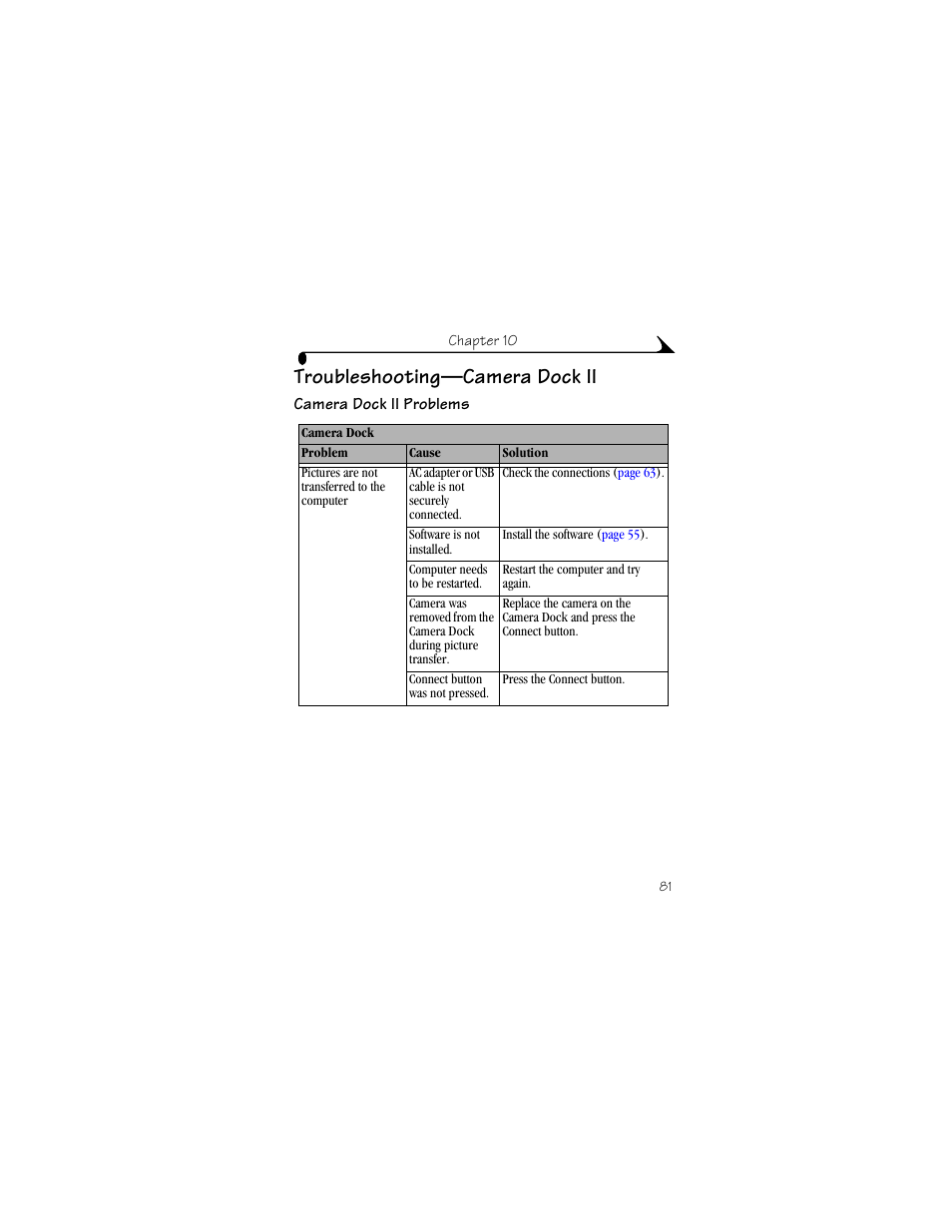 Troubleshooting—camera dock ii, Camera dock ii problems | Kodak DX4330 User Manual | Page 93 / 120