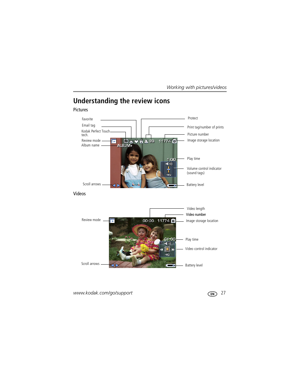 Understanding the review icons | Kodak M893 IS User Manual | Page 33 / 79