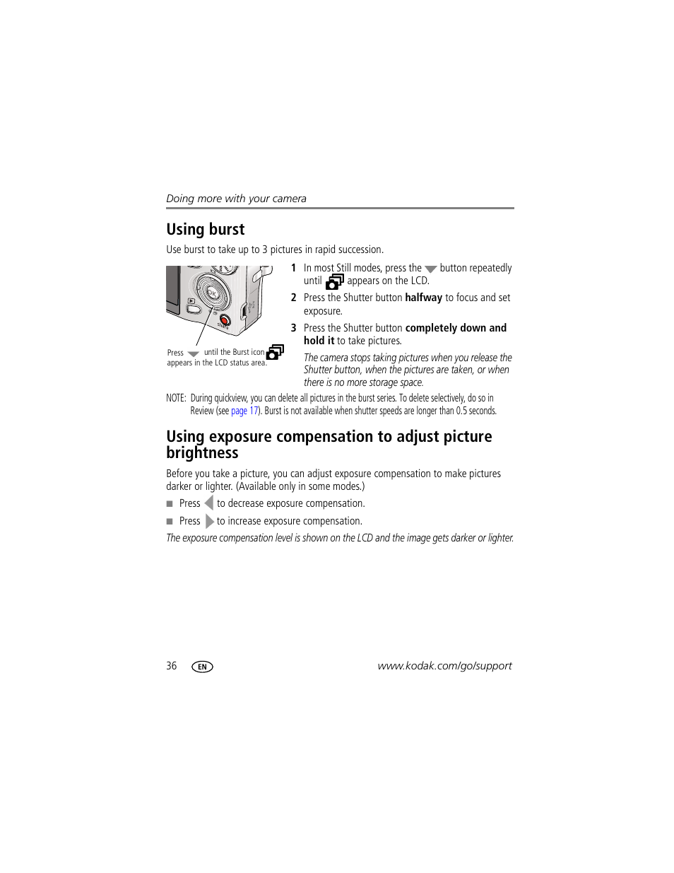 Using burst | Kodak M893 IS User Manual | Page 42 / 79