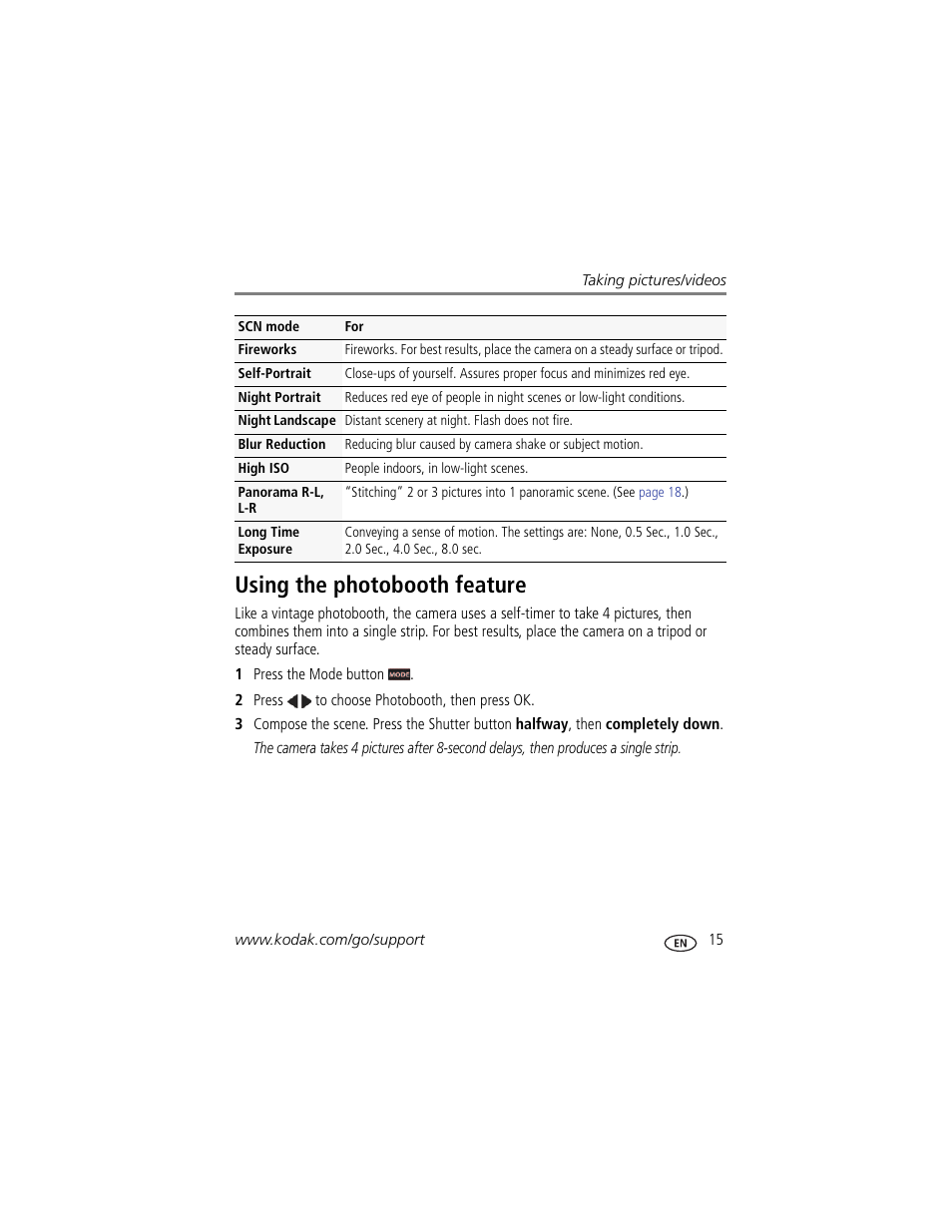 Using the photobooth feature | Kodak M583 User Manual | Page 21 / 70