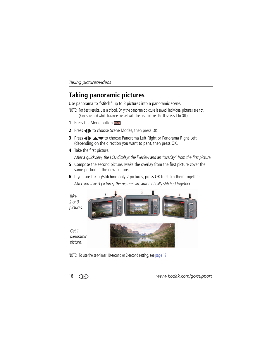 Taking panoramic pictures | Kodak M583 User Manual | Page 24 / 70