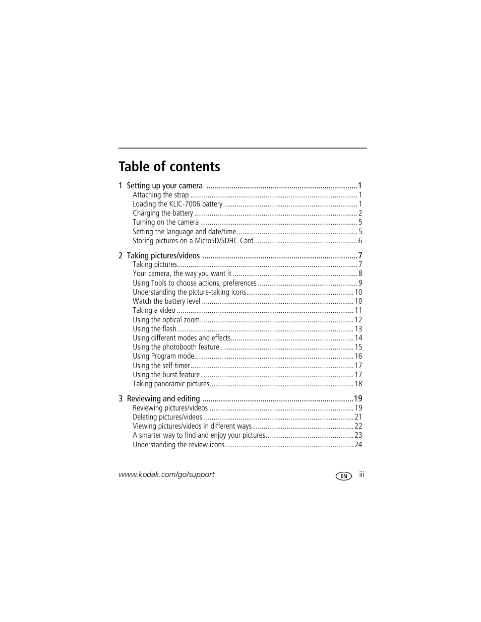 Kodak M583 User Manual | Page 5 / 70