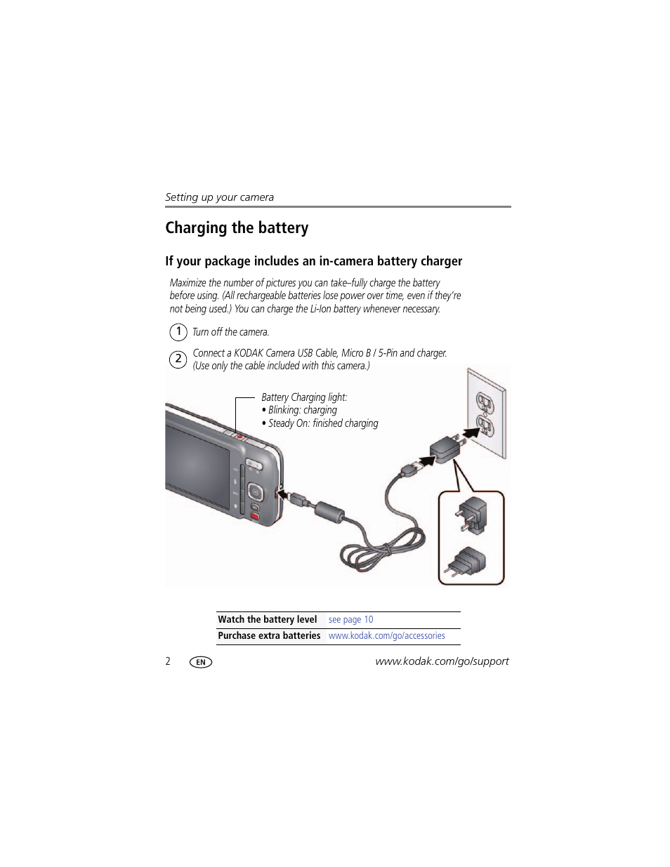 Charging the battery | Kodak M583 User Manual | Page 8 / 70