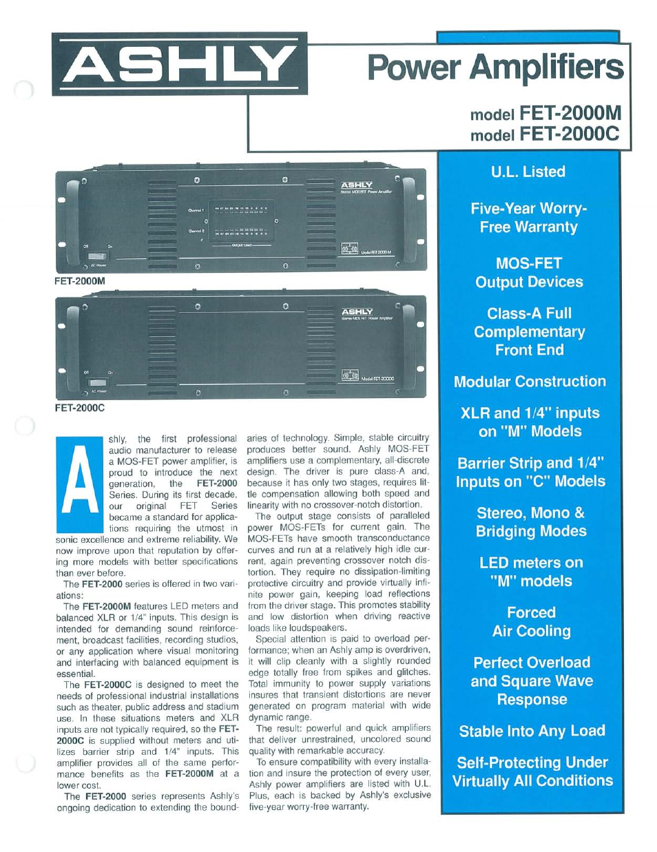 Ashly FET-2000M User Manual | 2 pages