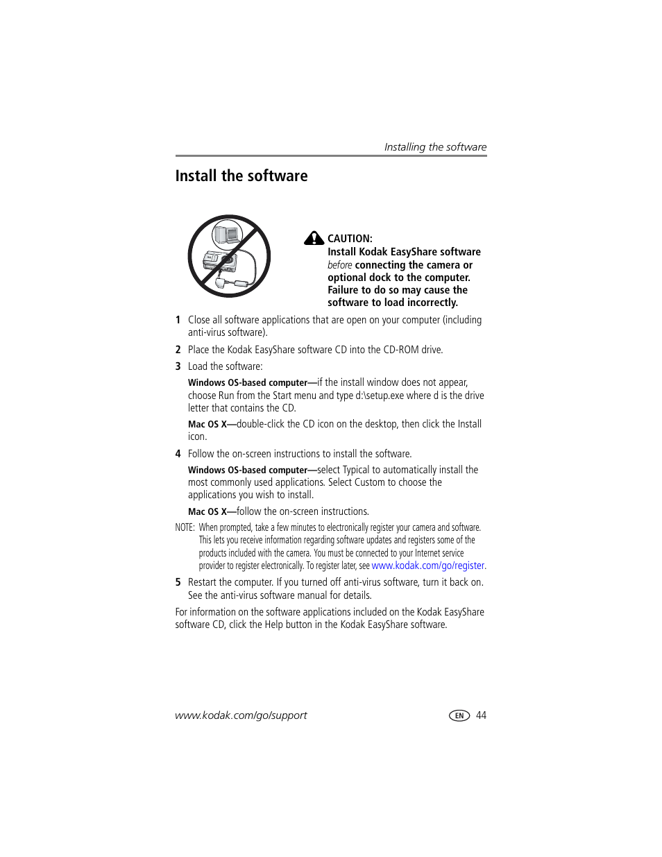 Install the software | Kodak LS755 User Manual | Page 51 / 80