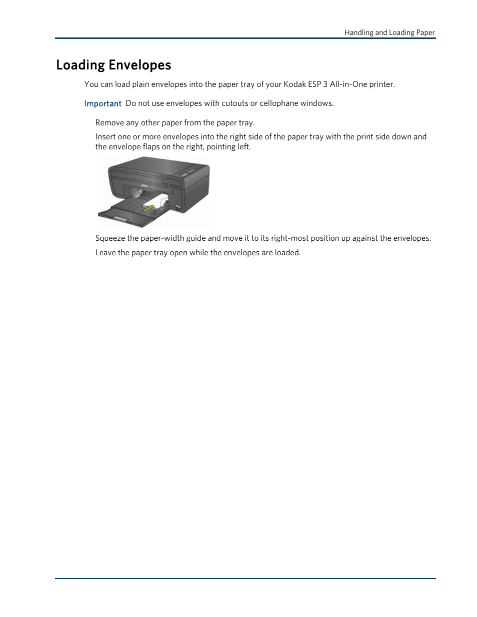 Loading envelopes | Kodak ESP 3 User Manual | Page 23 / 73