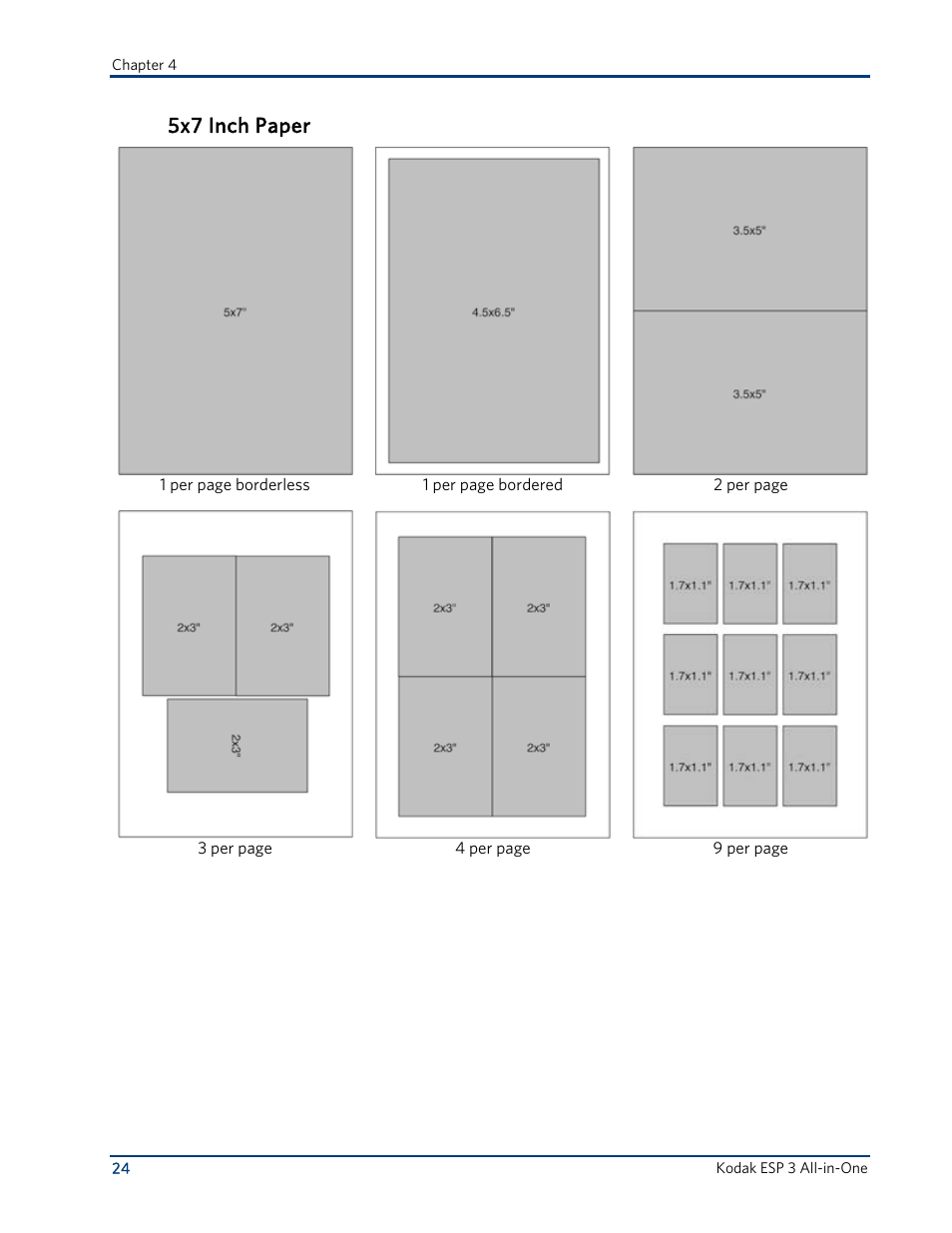 5x7 inch paper | Kodak ESP 3 User Manual | Page 30 / 73