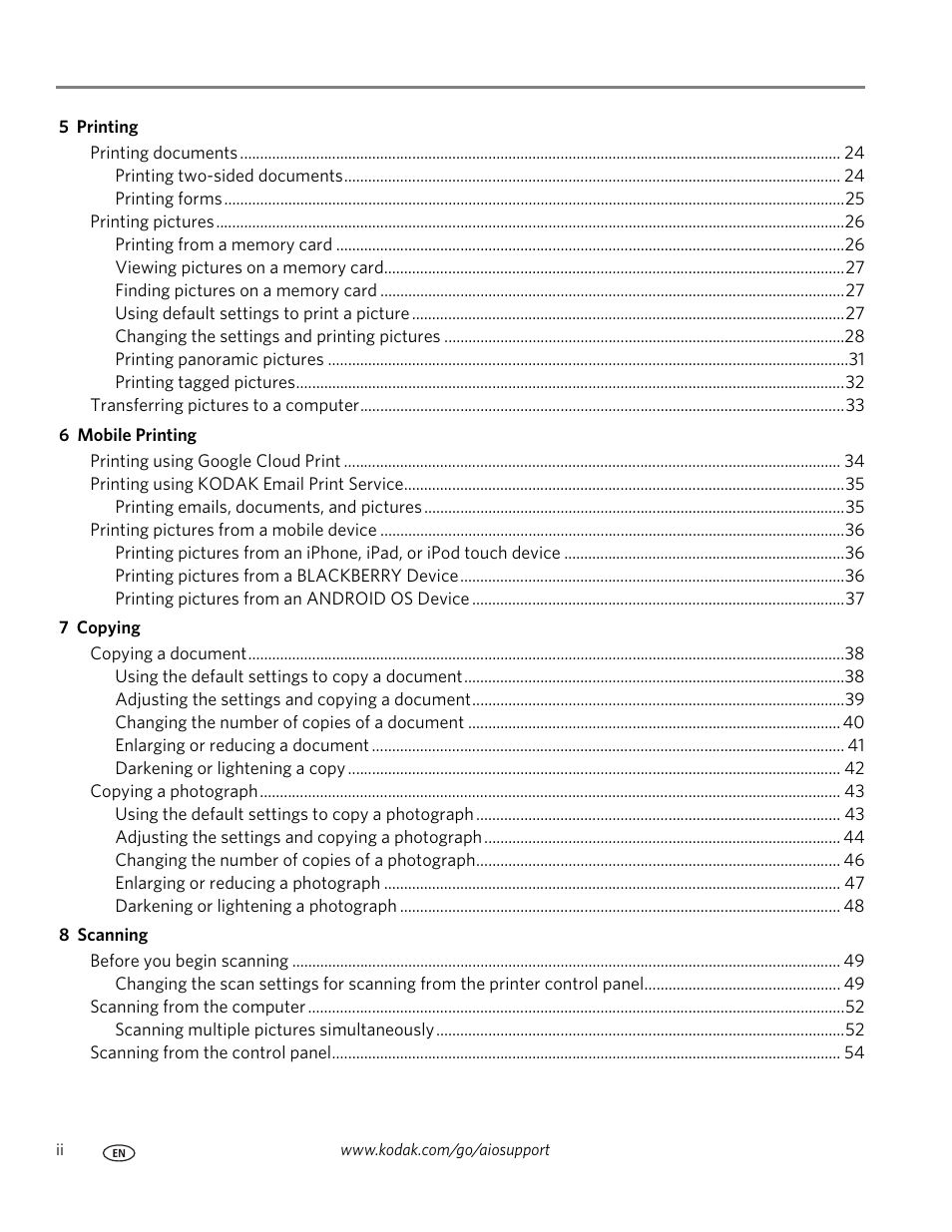 Kodak ESP C310 User Manual | Page 4 / 94