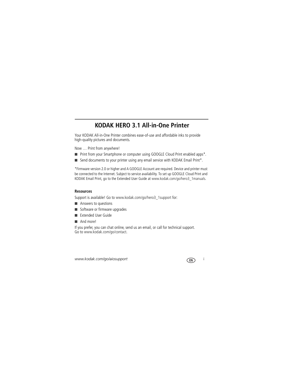 Kodak hero 3.1 all-in-one printer | Kodak HERO 3.1 User Manual | Page 3 / 34