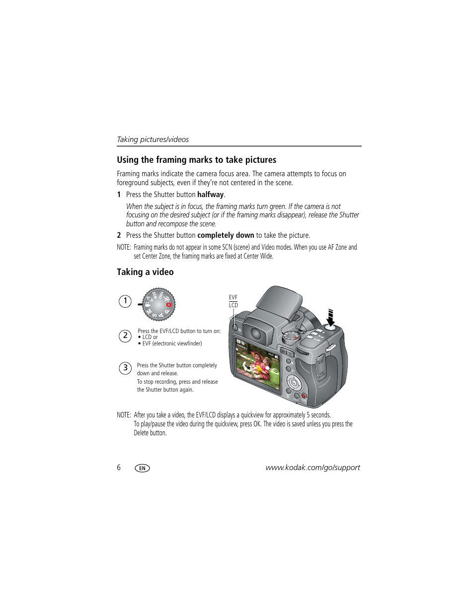 Taking a video | Kodak Z1012 IS User Manual | Page 12 / 74