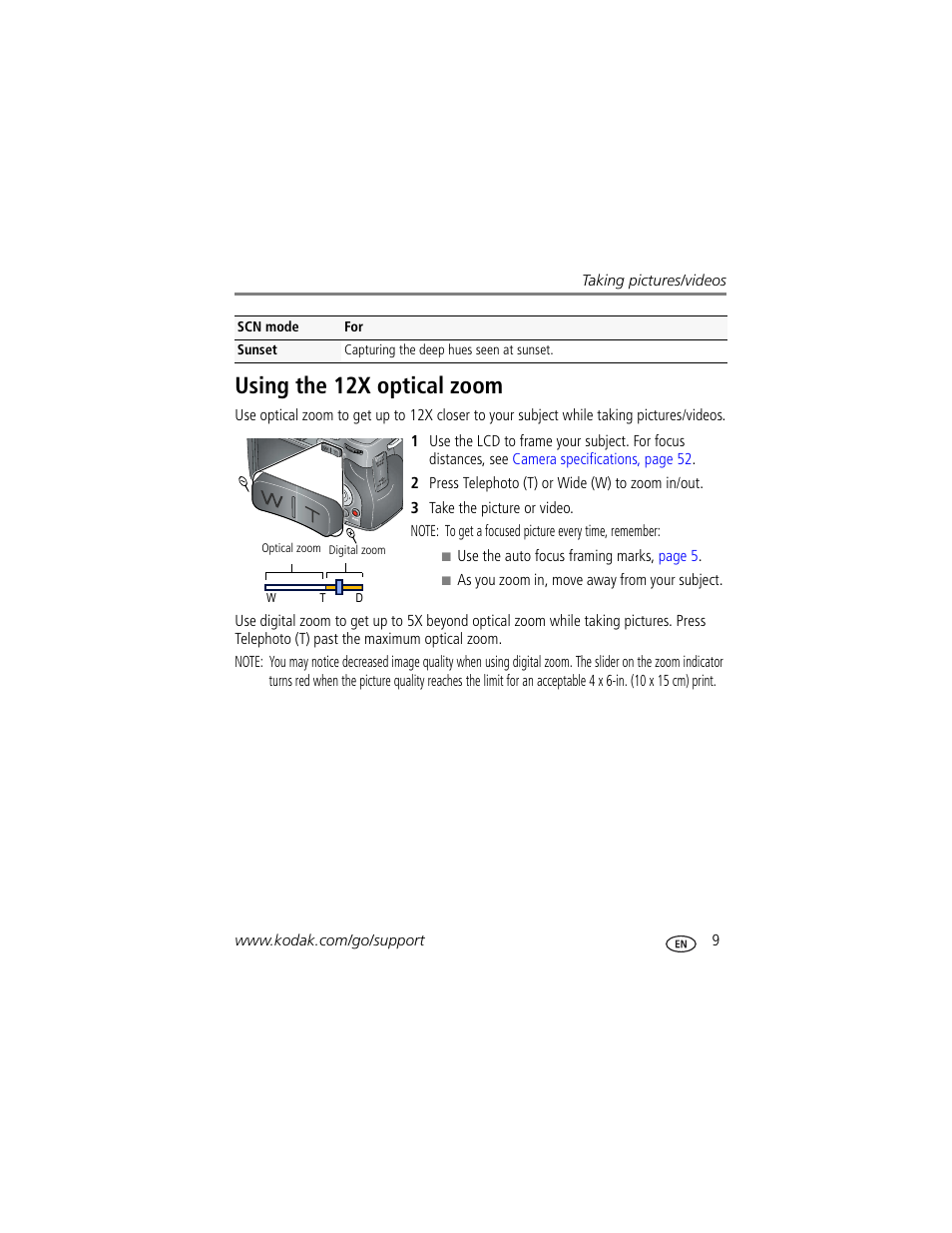 Using the 12x optical zoom | Kodak Z1012 IS User Manual | Page 15 / 74