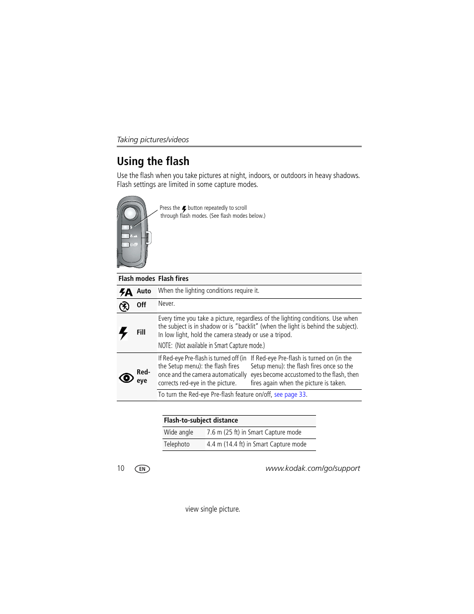 Using the flash | Kodak Z1012 IS User Manual | Page 16 / 74