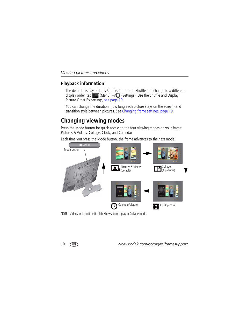 Playback information, Changing viewing modes | Kodak S730 User Manual | Page 12 / 31