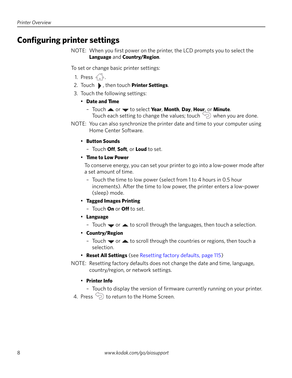 Configuring printer settings | Kodak HERO 4.2 User Manual | Page 15 / 139