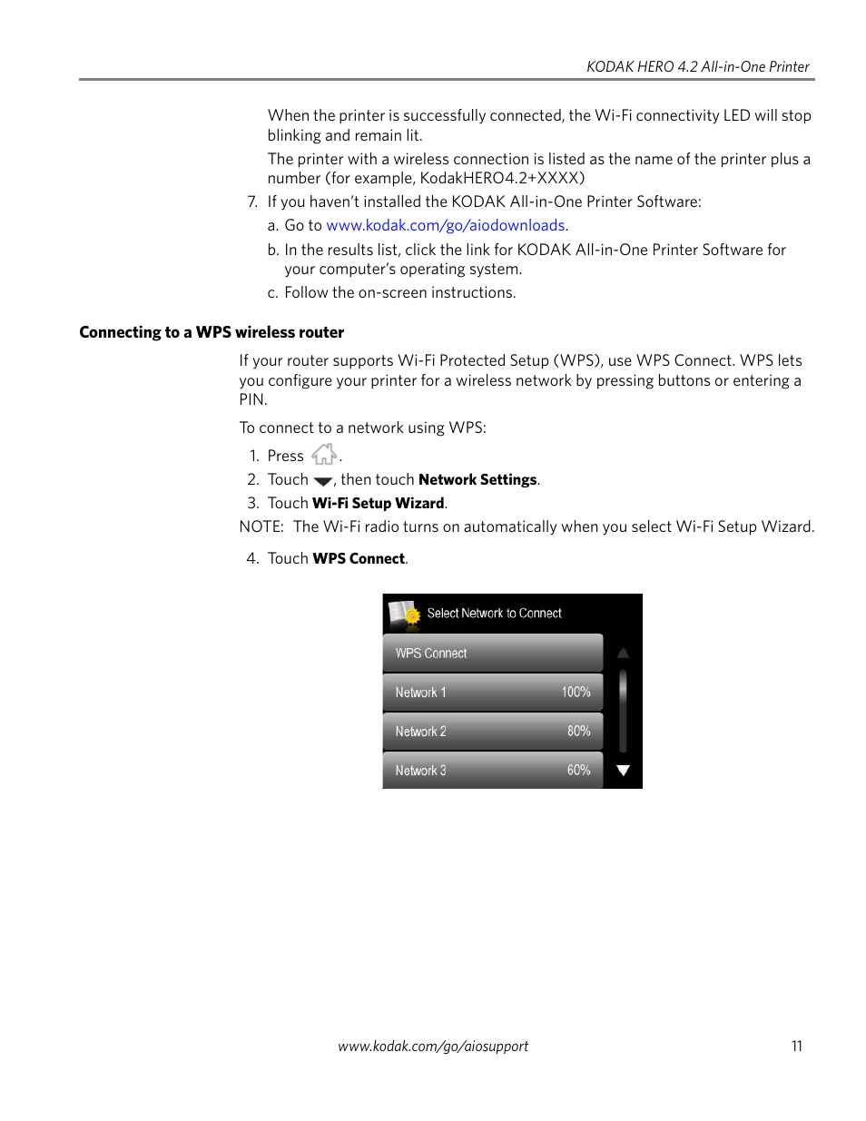 Connecting to a wps wireless router | Kodak HERO 4.2 User Manual | Page 18 / 139