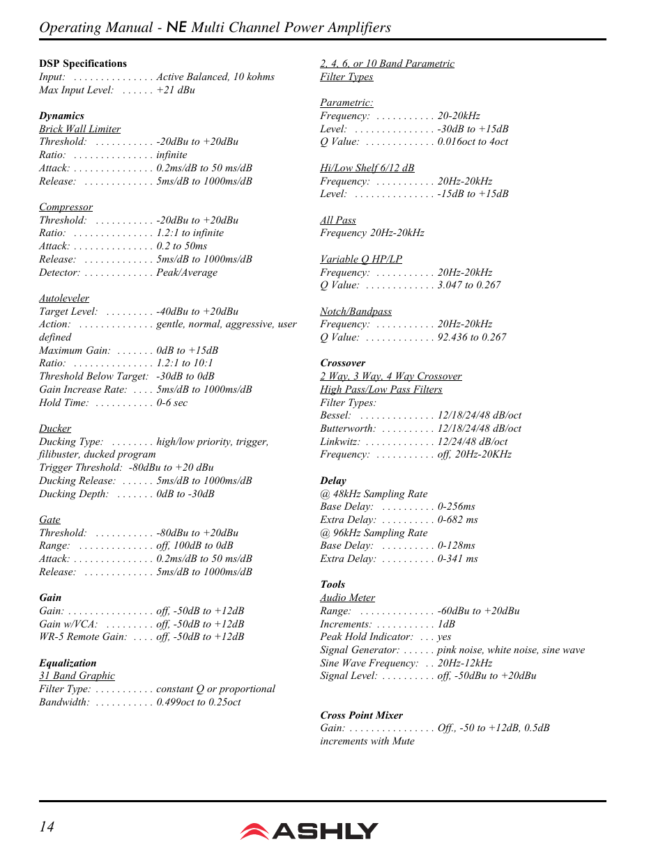 Ashly ne 4250.10p User Manual | Page 14 / 16