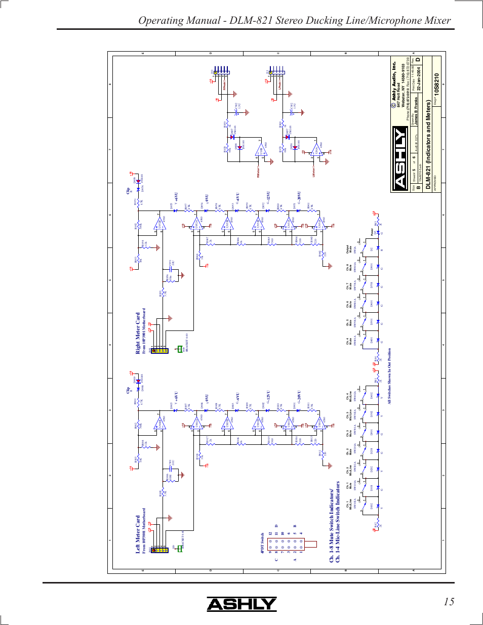 Left meter card, Ri g ht meter card | Ashly DLM-821 User Manual | Page 15 / 16