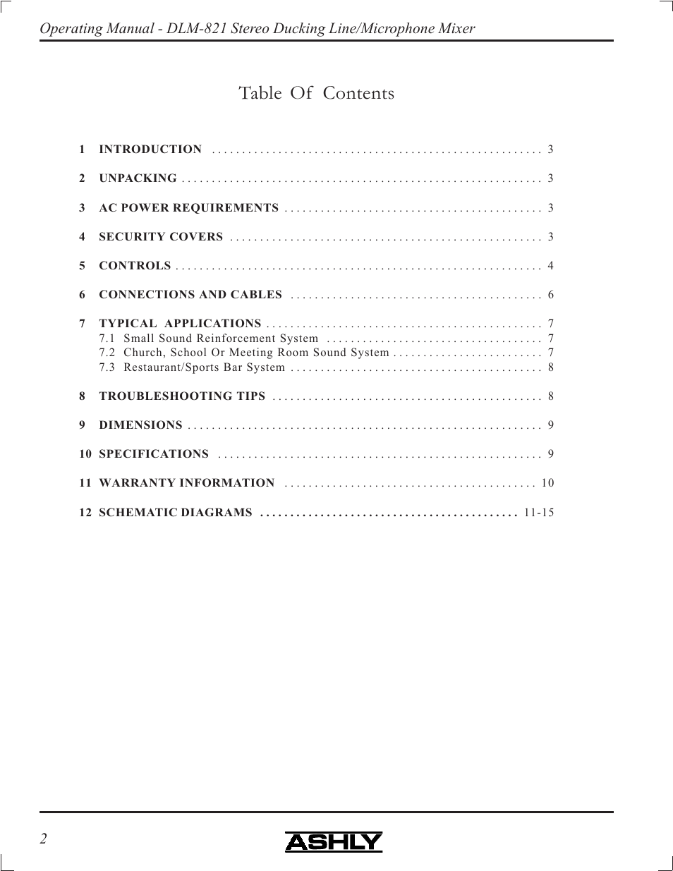 Ashly DLM-821 User Manual | Page 2 / 16