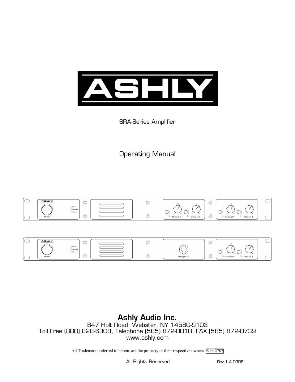 Ashly SRA-Series User Manual | 12 pages