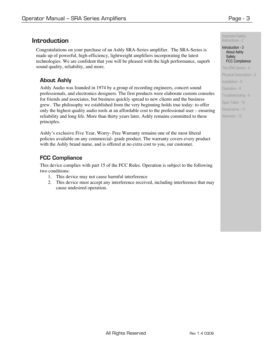 Introduction | Ashly SRA-Series User Manual | Page 3 / 12
