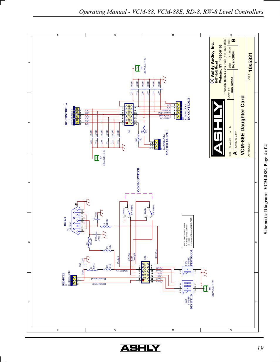Schematic diagram: vcm-88e, page 4 of 4, Vko\ $xglr ,qf | Ashly VCM-88 User Manual | Page 19 / 20
