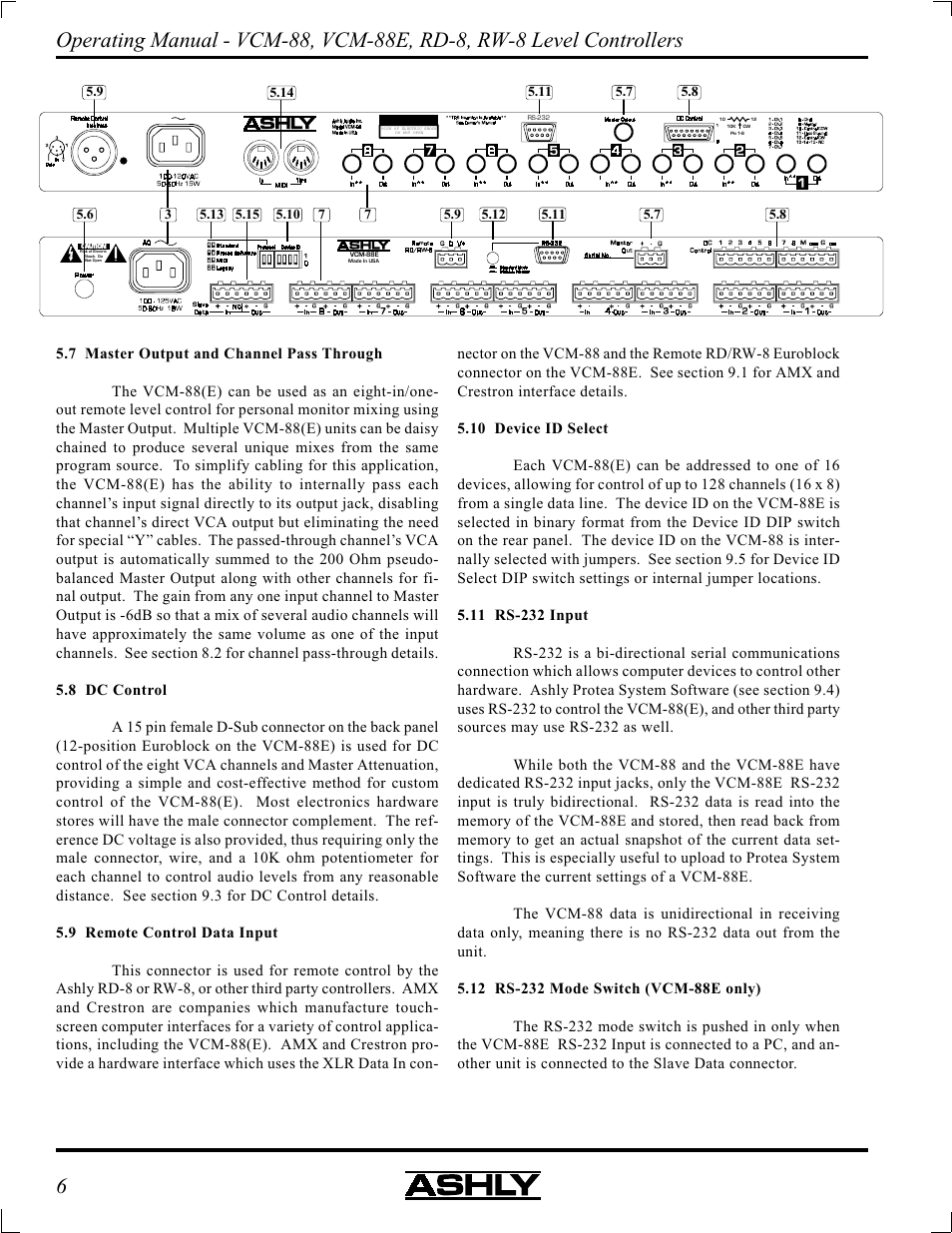Ashly VCM-88 User Manual | Page 6 / 20