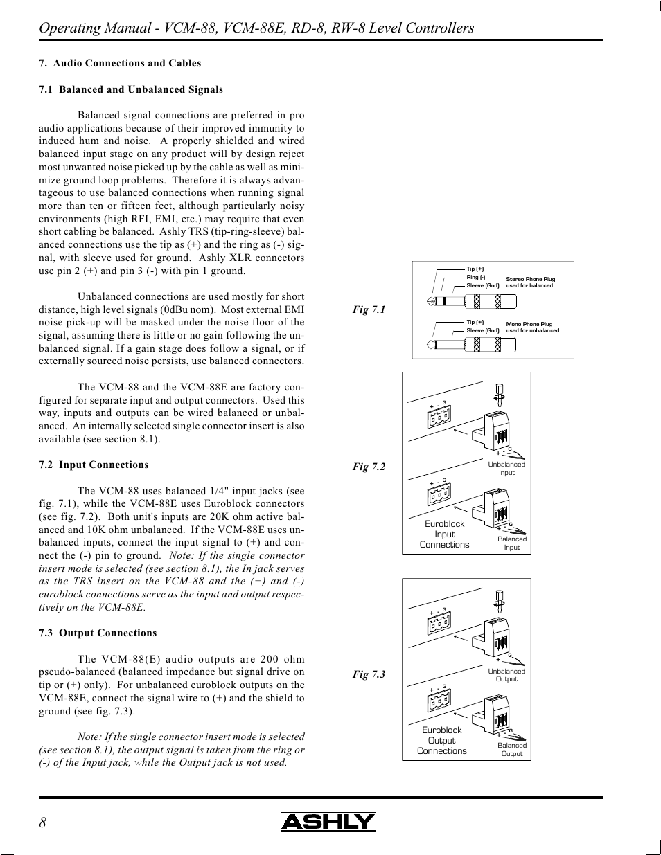 Ashly VCM-88 User Manual | Page 8 / 20