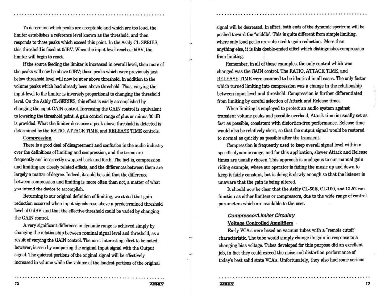 Compressor/umfter circuitry | Ashly LIMITER/COMPRESSORS CL-100 User Manual | Page 8 / 18
