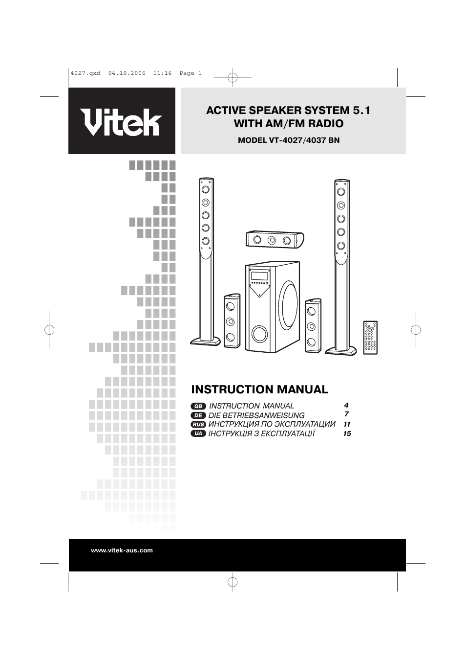 Vitek VT-4037 BN User Manual | 20 pages