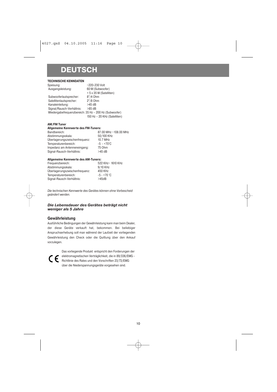 Deutsch | Vitek VT-4037 BN User Manual | Page 10 / 20