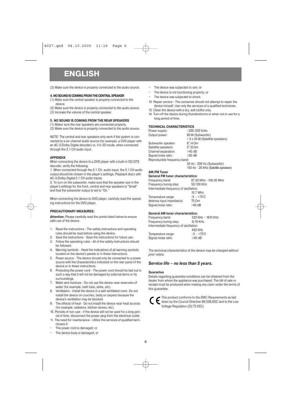 English | Vitek VT-4037 BN User Manual | Page 6 / 20