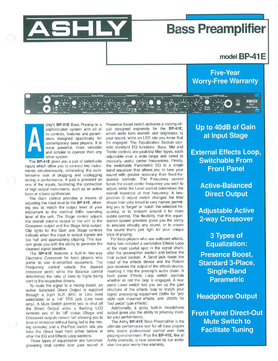 Ashly BP-41E User Manual | 2 pages