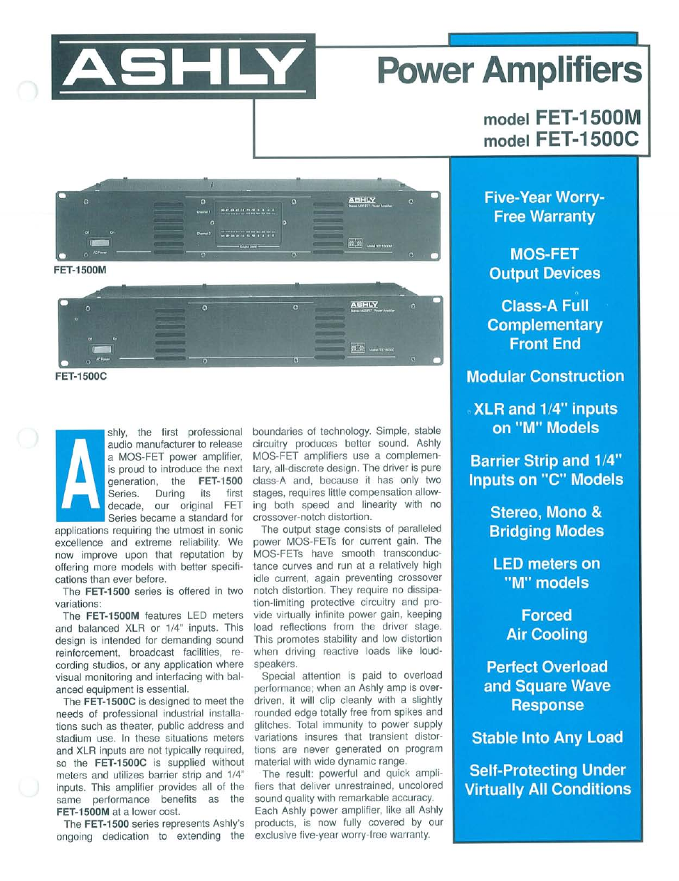 Ashly FET-1500C User Manual | 2 pages