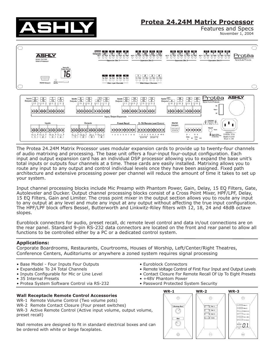 Ashly Protea 24.24M User Manual | 5 pages