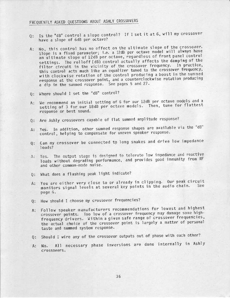 Ashly Electronic Amplifier none User Manual | Page 37 / 40