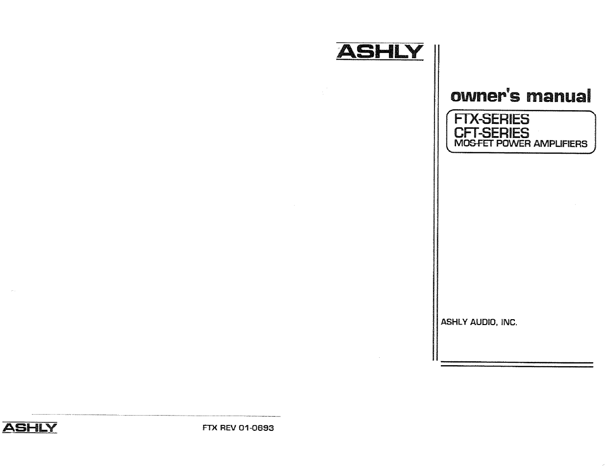 Ashly MOS-FET POWER AMPLIFIERS CFT-SERIES User Manual | 7 pages