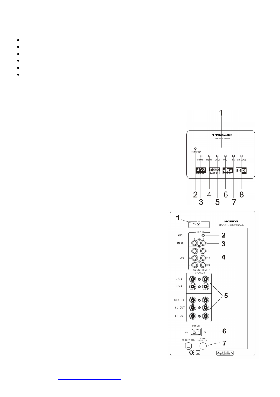 Accessories, Description of the subwoofer | Hyundai H-HAS6032sub User Manual | Page 4 / 16