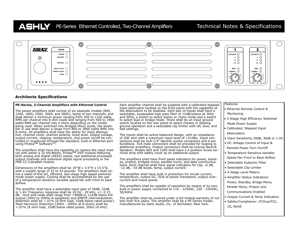 Ashly 2400 User Manual | 2 pages