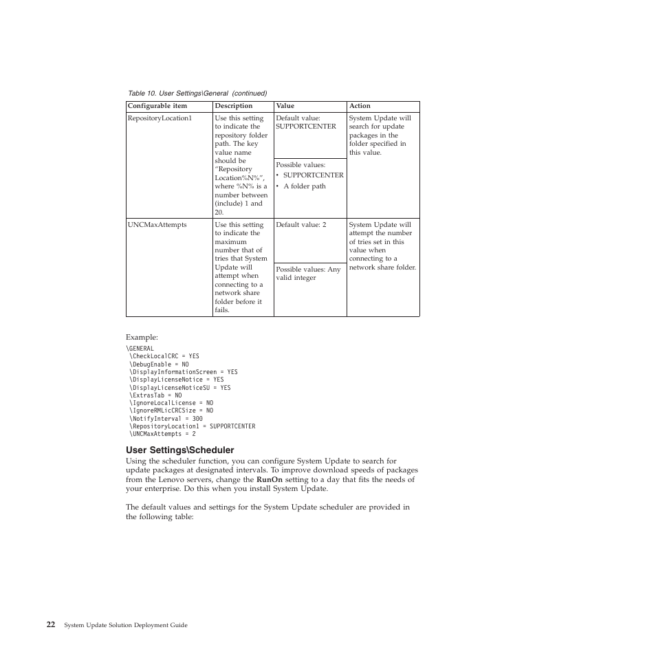 User settings\scheduler, User | Lenovo System Update Solution (Deployment Guide) User Manual | Page 28 / 92