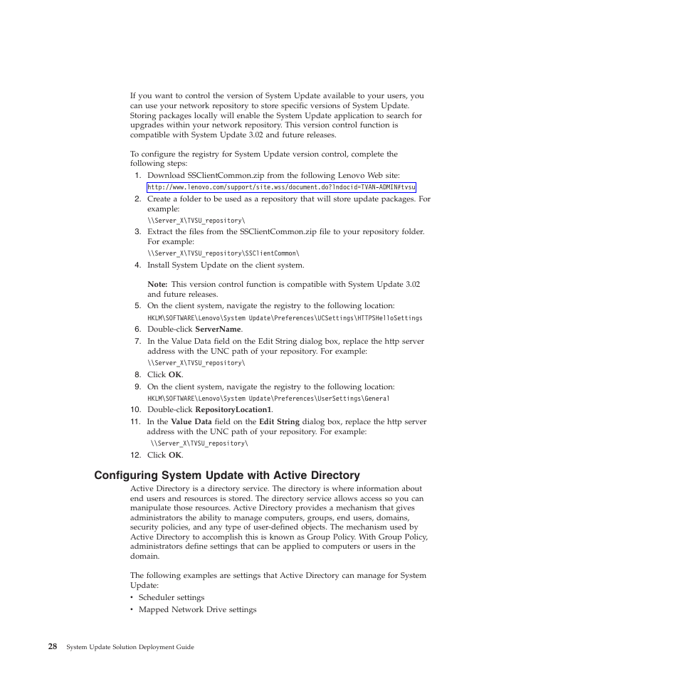 Configuring system update with active directory | Lenovo System Update Solution (Deployment Guide) User Manual | Page 34 / 92