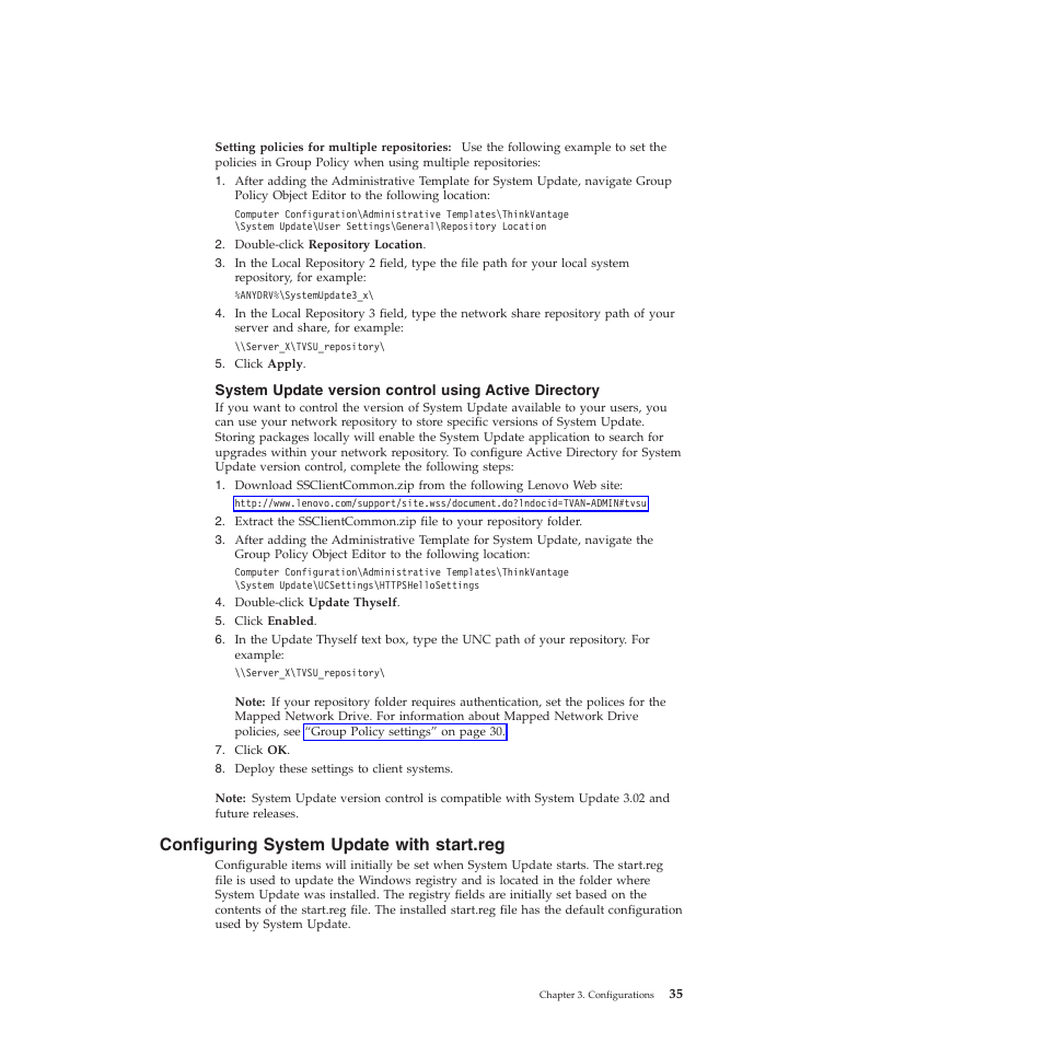 Configuring system update with start.reg | Lenovo System Update Solution (Deployment Guide) User Manual | Page 41 / 92