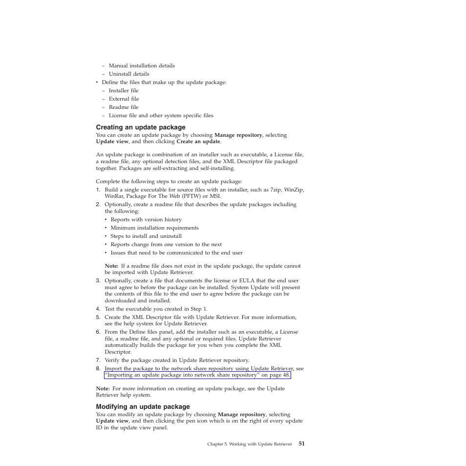 Creating an update package, Modifying an update package | Lenovo System Update Solution (Deployment Guide) User Manual | Page 57 / 92