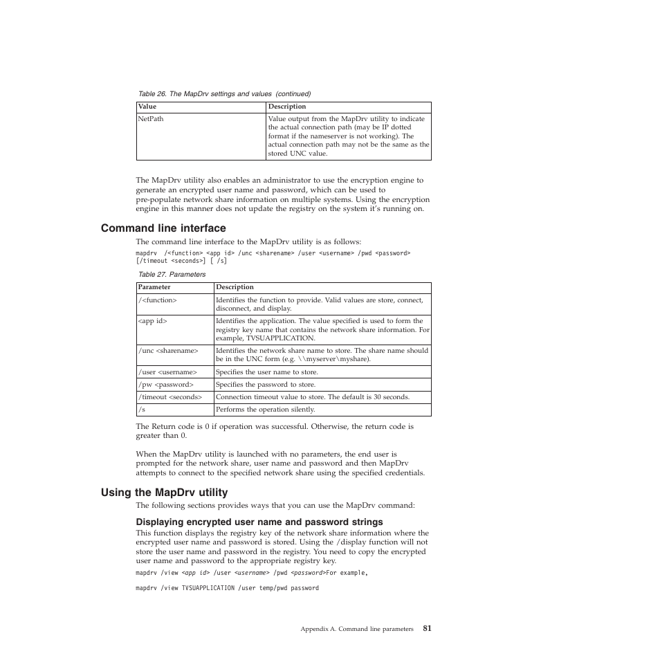 Command line interface, Using the mapdrv utility | Lenovo System Update Solution (Deployment Guide) User Manual | Page 87 / 92