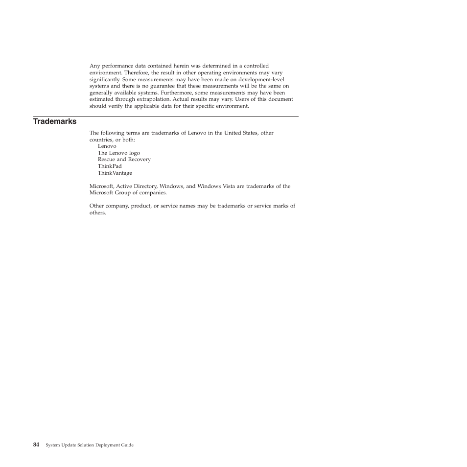 Trademarks | Lenovo System Update Solution (Deployment Guide) User Manual | Page 90 / 92