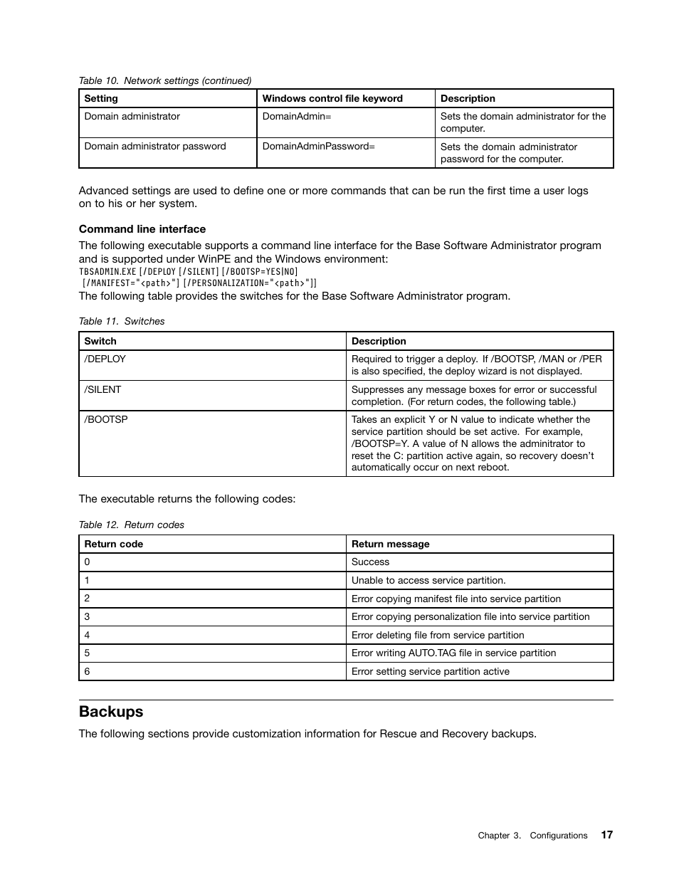 Backups | Lenovo ThinkVantage (Rescue and Recovery 4.5) User Manual | Page 23 / 86